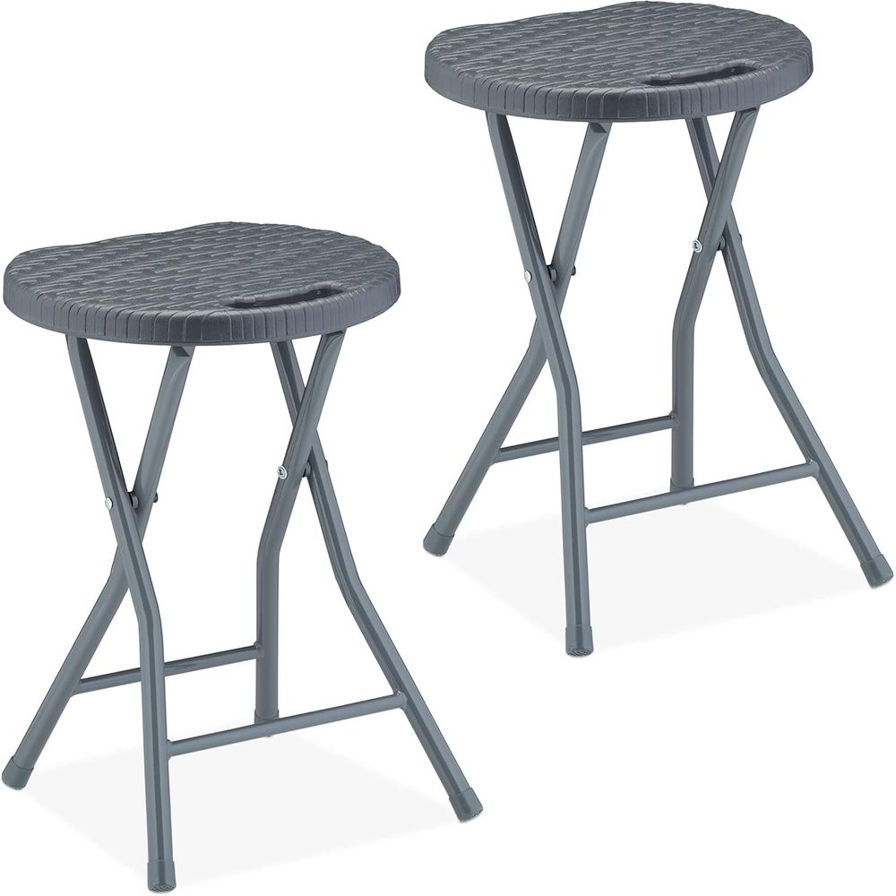 Outdoor Furniture Grey - Rattan Outdoor Stool Set of 2,