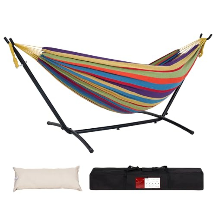 Hammock With Stand - Double Hammock with 9 ft Space-Saving