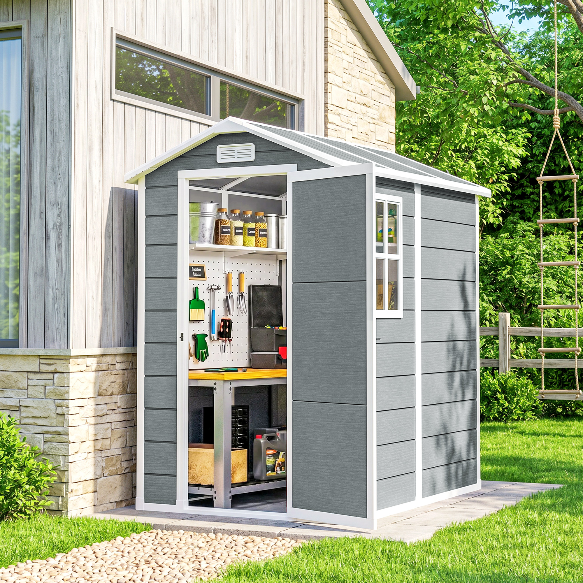 Outdoor Furniture With Storage - 6' X 4' Outdoor Storage Shed,