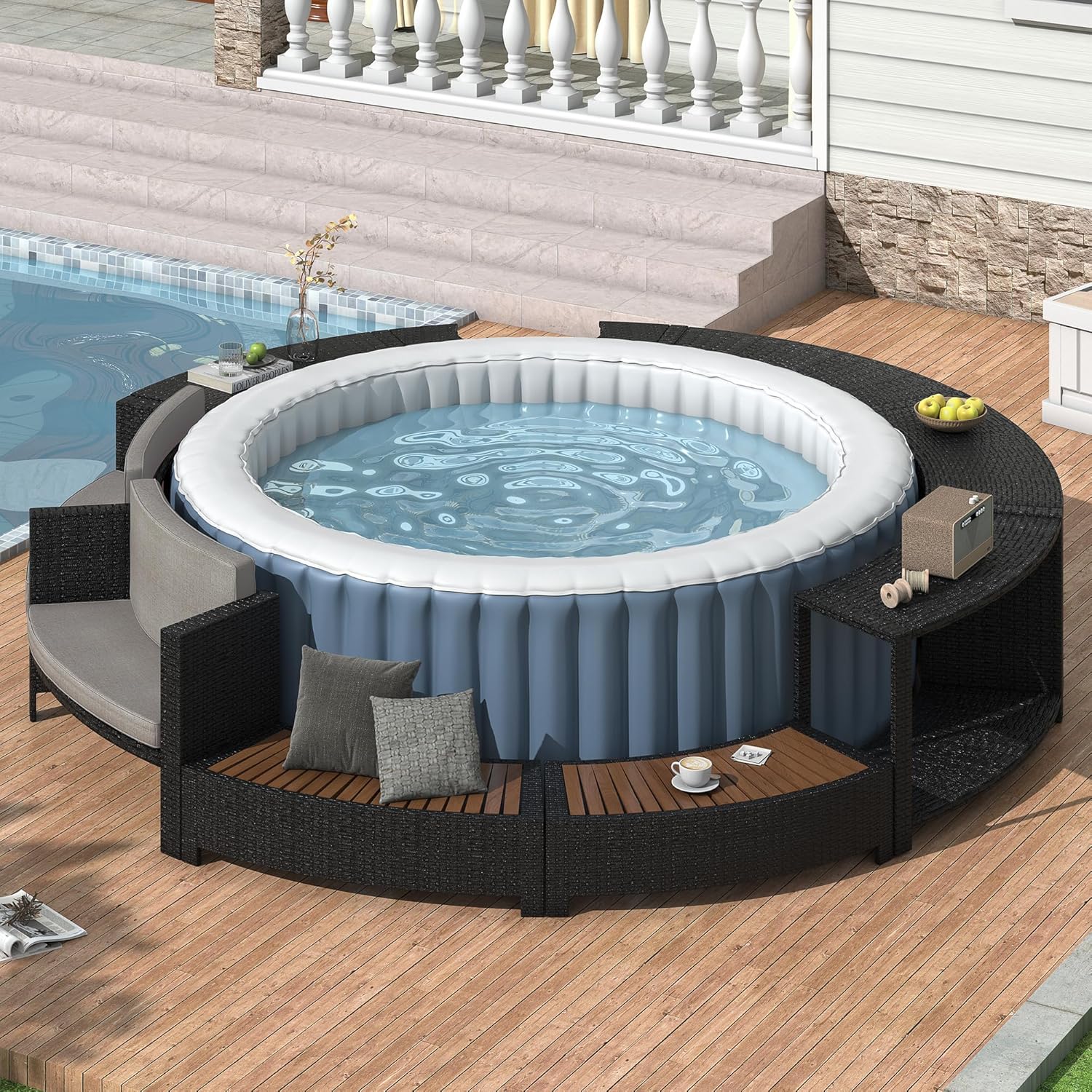 Rattan Patio Sofa Set with Sto - Outdoor Furniture Grey 评论和价格
