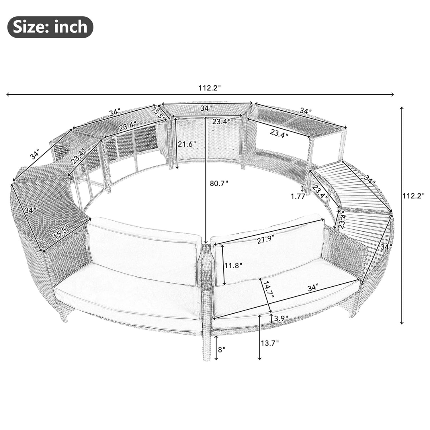Rattan Patio Sofa Set with Sto - Outdoor Furniture Grey 评论和价格