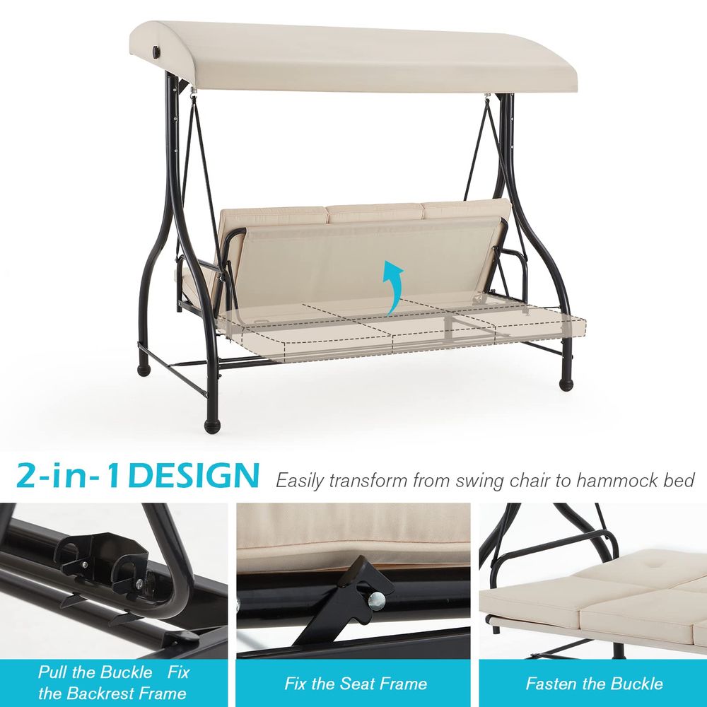 3Seat Outdoor Patio Swing With - Hammock With Stand 评论和价格