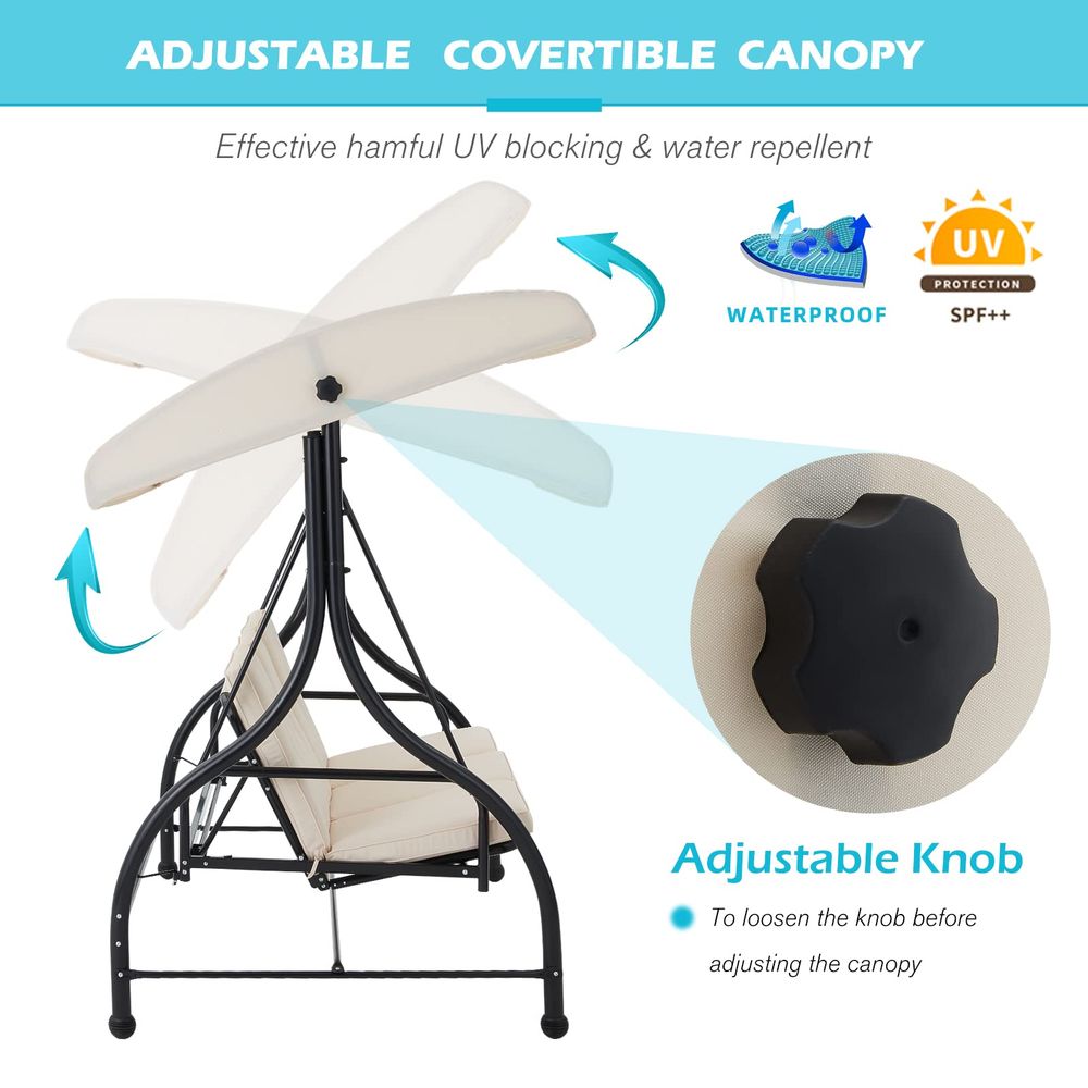 3Seat Outdoor Patio Swing With - Hammock With Stand 评论和价格