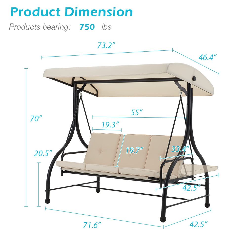 3Seat Outdoor Patio Swing With - Hammock With Stand 评论和价格