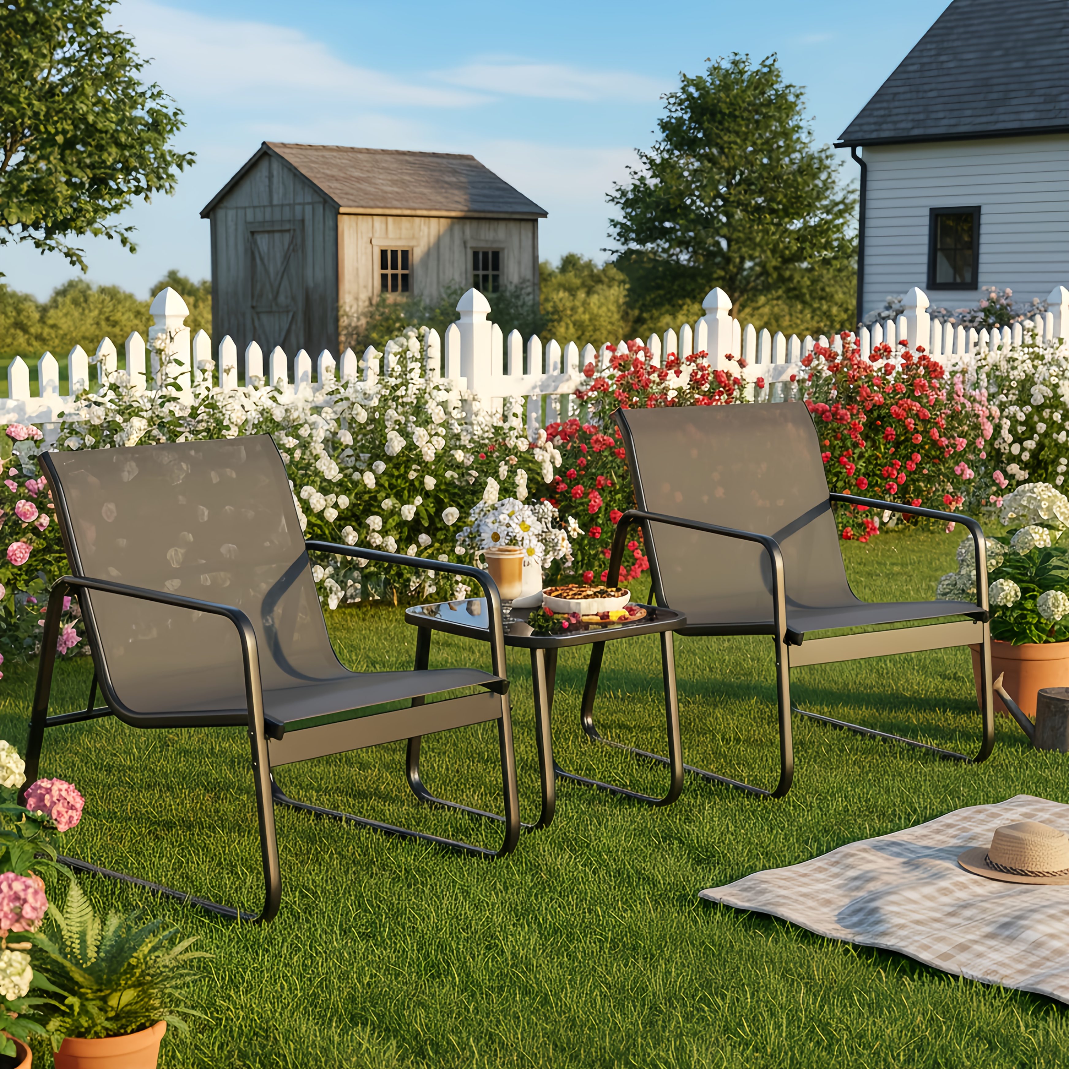 LODEIJA Patio Chairs Set of 3, - Outdoor Furniture Brand 评论和价格
