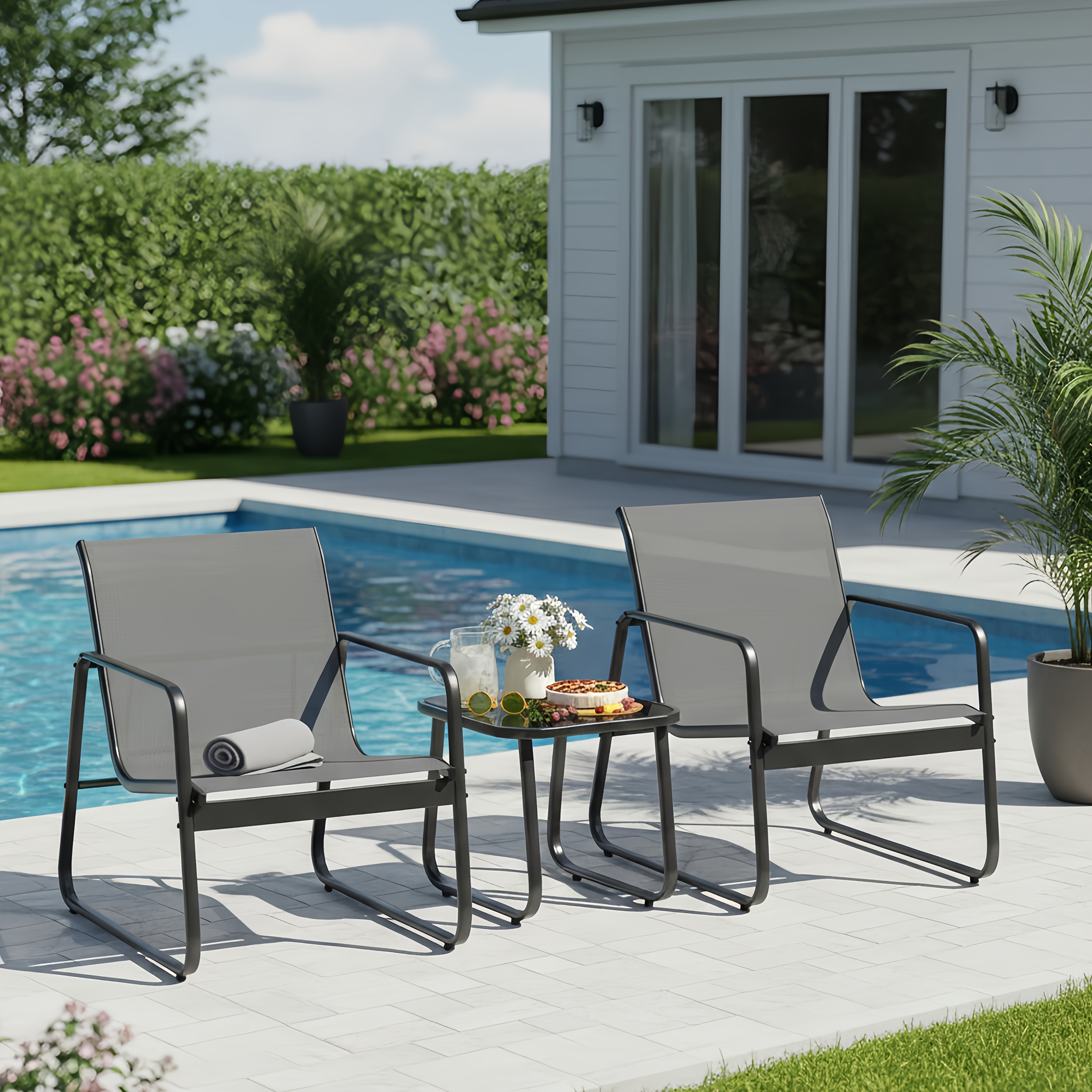 LODEIJA Patio Chairs Set of 3, - Outdoor Furniture Brand 评论和价格