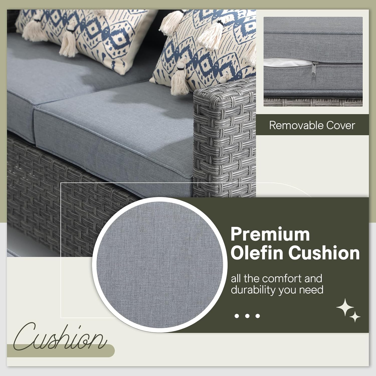 6pcs Grey PE Rattan Outdoor Se - Outdoor Furniture Grey 评论和价格