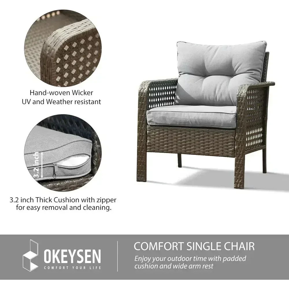 4-Piece Outdoor Wicker Patio F - Outdoor Furniture Grey 评论和价格