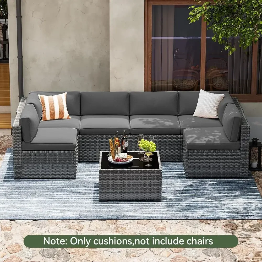 14-Piece Grey Deep Seat Outdoo - Outdoor Furniture Grey 评论和价格