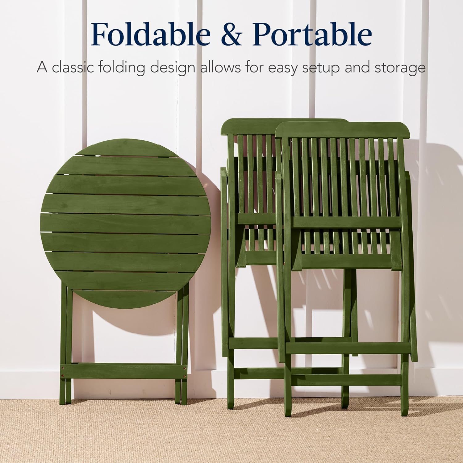 Acacia Wood Folding Bistro Set - Bistro Table Set 评论和价格
