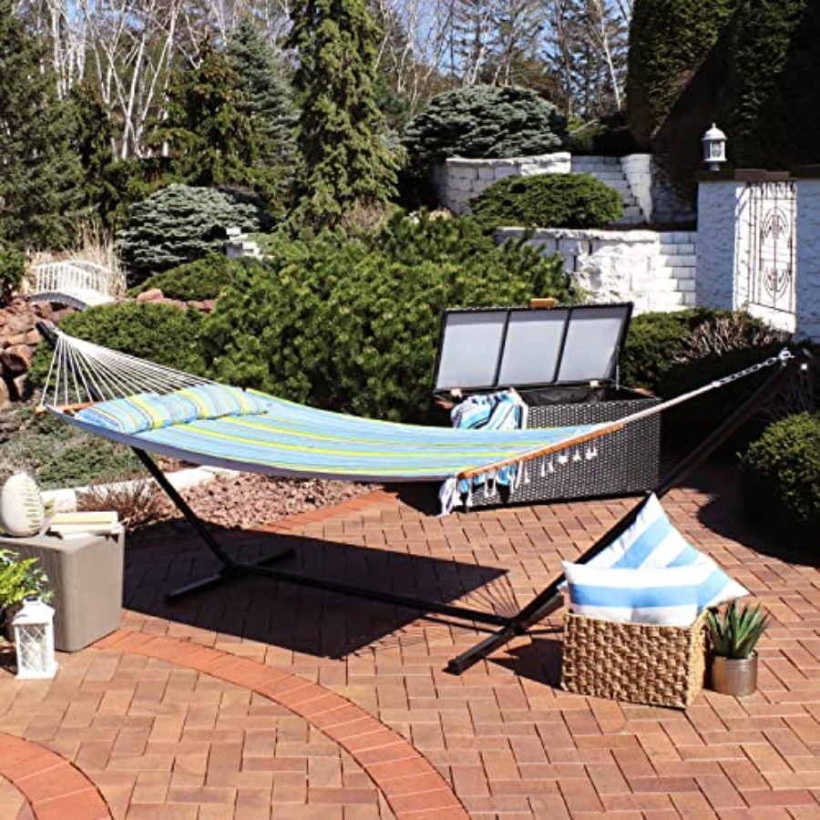 Quilted Double Hammock with St - Hammock With Stand 评论和价格