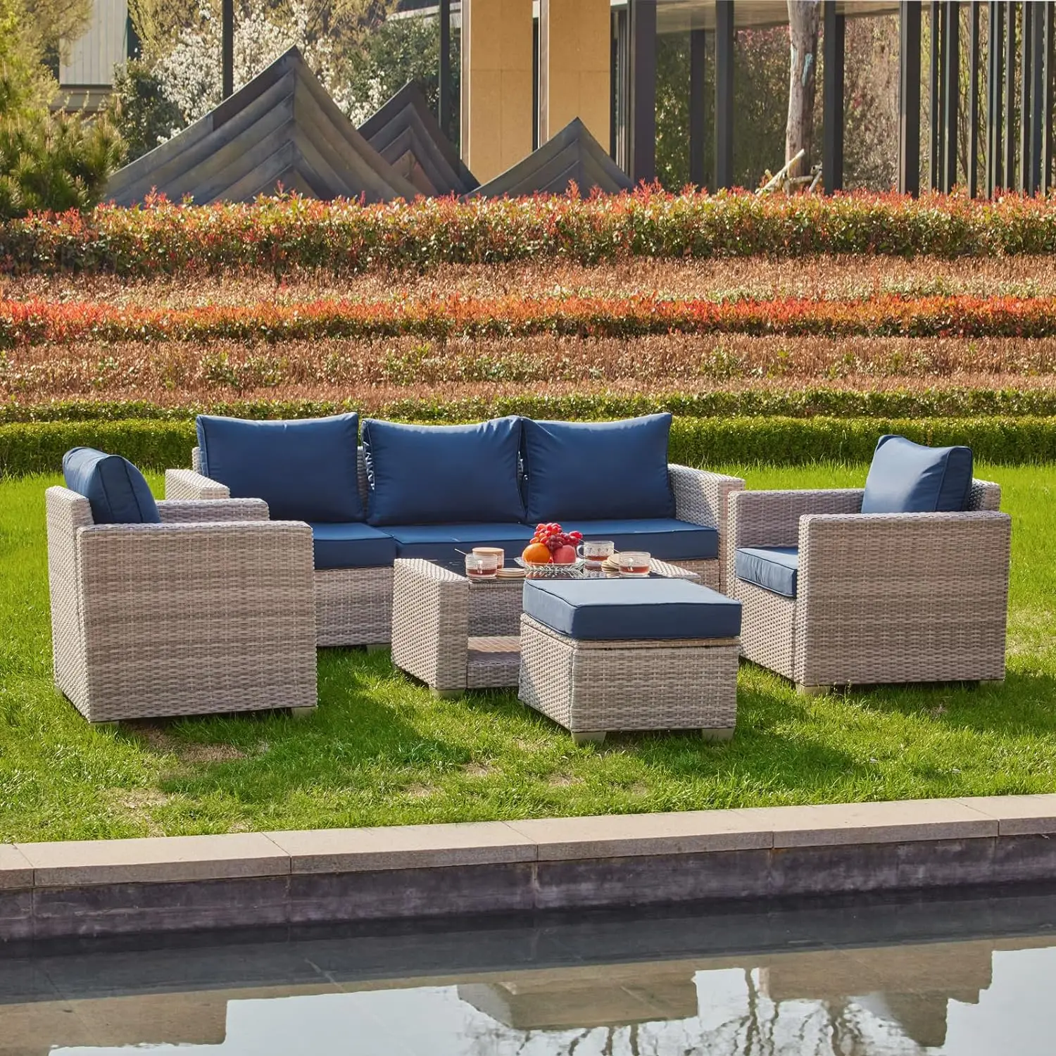 %a 7 Pieces Outdoor Patio Furn - Outdoor Furniture Grey 评论和价格