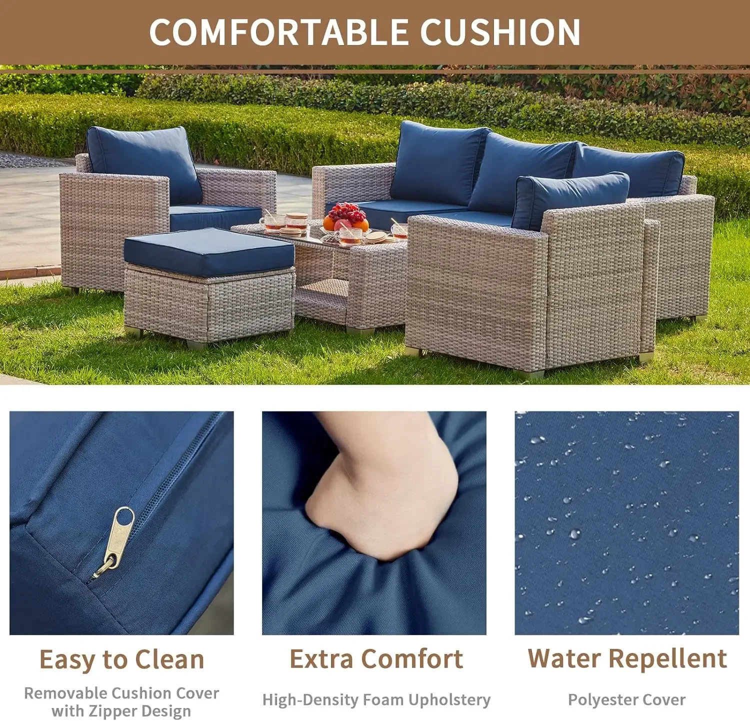 %a 7 Pieces Outdoor Patio Furn - Outdoor Furniture Grey 评论和价格