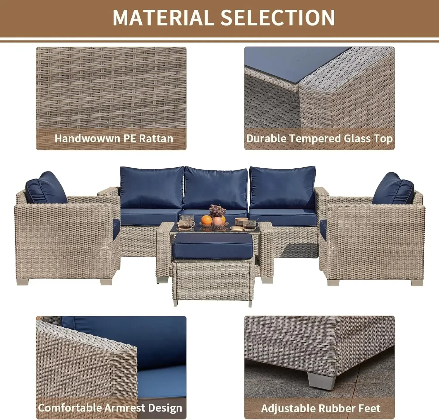 %a 7 Pieces Outdoor Patio Furn - Outdoor Furniture Grey 评论和价格