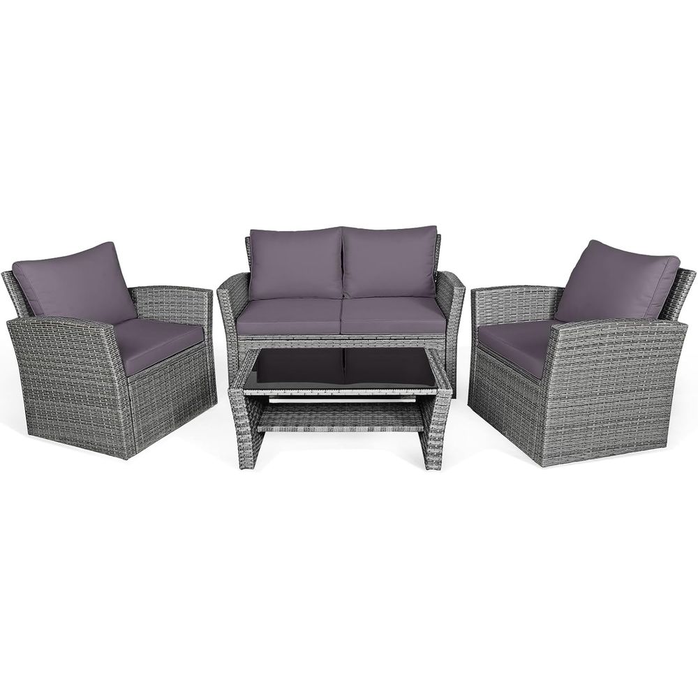 All-Weather Grey Rattan Patio  - Outdoor Furniture Grey 评论和价格