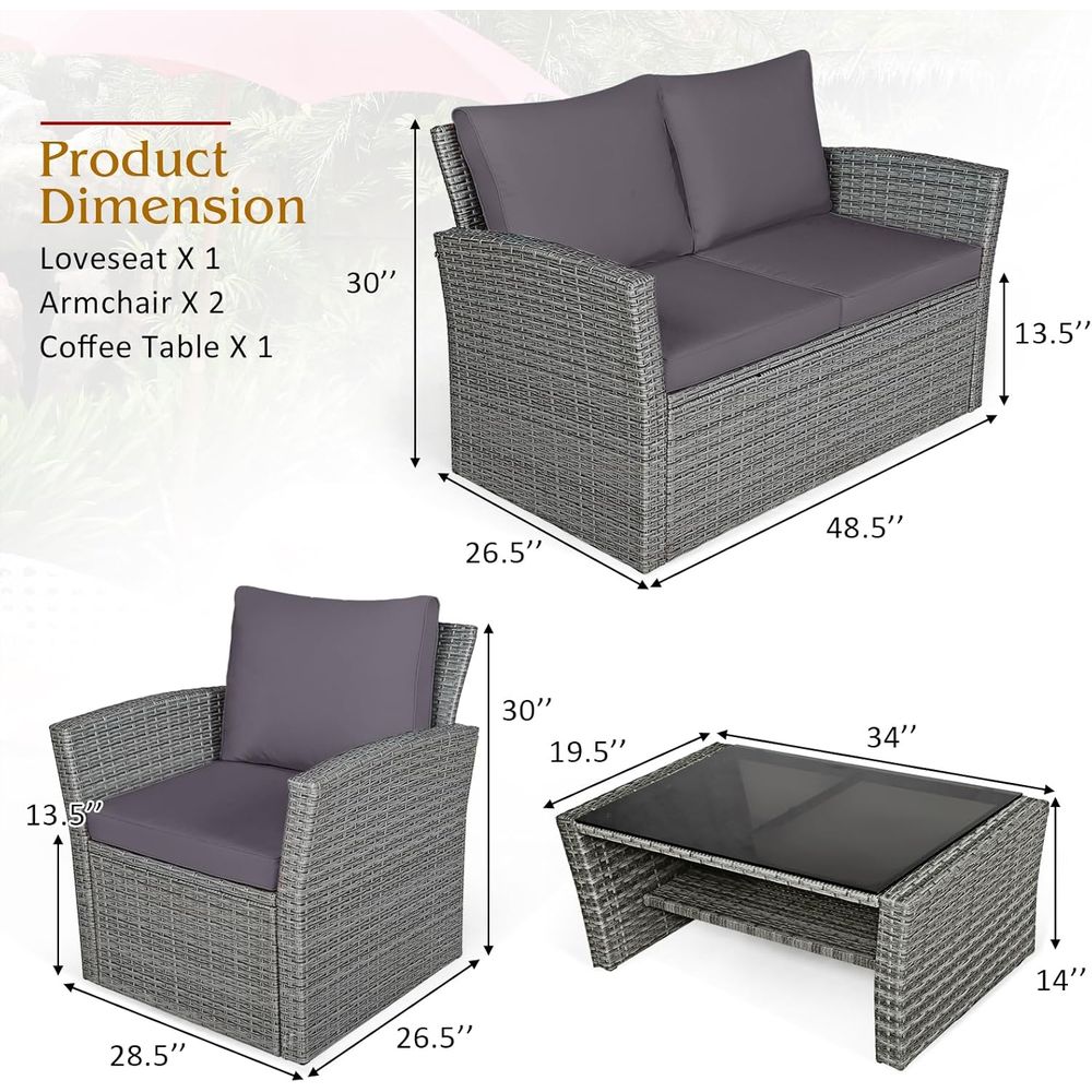 All-Weather Grey Rattan Patio  - Outdoor Furniture Grey 评论和价格