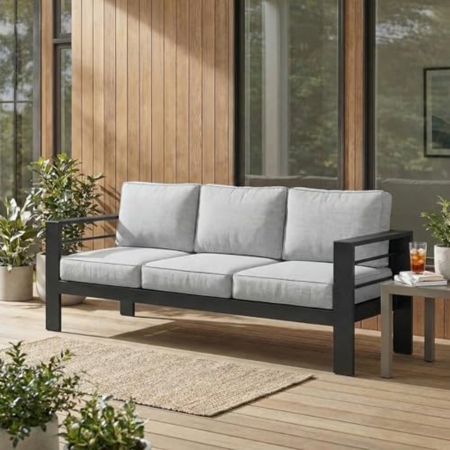 Metal Patio Furniture Sofa for - Outdoor Furniture Grey 评论和价格
