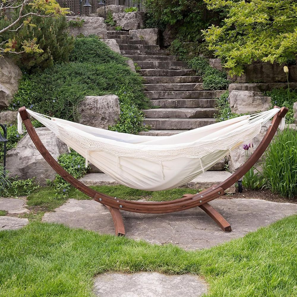Double Cotton Hammock with Sol - Hammock With Stand 评论和价格