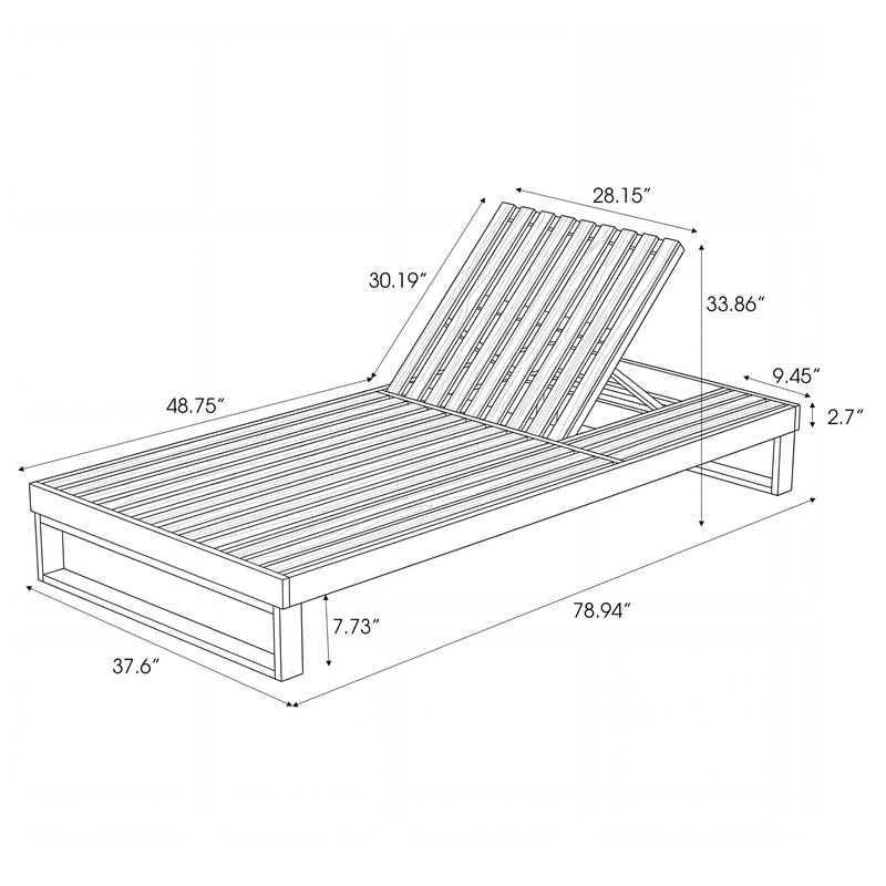 Acacia Wood Chaise Lounge with - Outdoor Furniture Grey 评论和价格