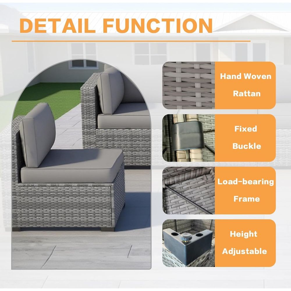 7 Pieces Outdoor Patio Furnitu - Outdoor Furniture Grey 评论和价格