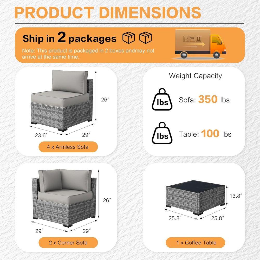 7 Pieces Outdoor Patio Furnitu - Outdoor Furniture Grey 评论和价格