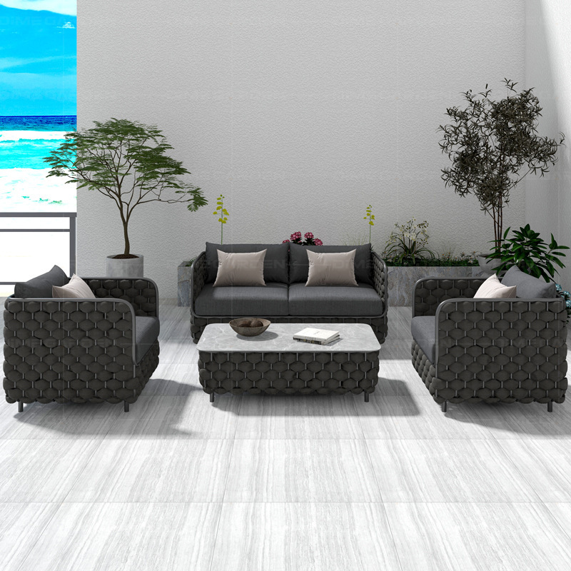 3-Seater Outdoor Rattan Sofa S - Outdoor Furniture Grey 评论和价格