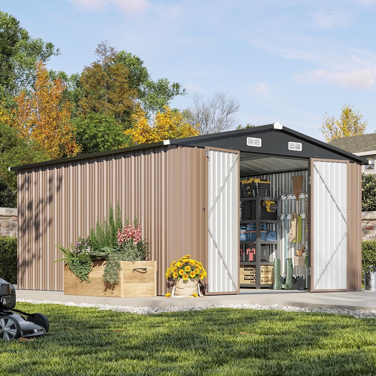 10 x 12FT Outdoor Storage Shed - Outdoor Furniture With Storage 评论和价格