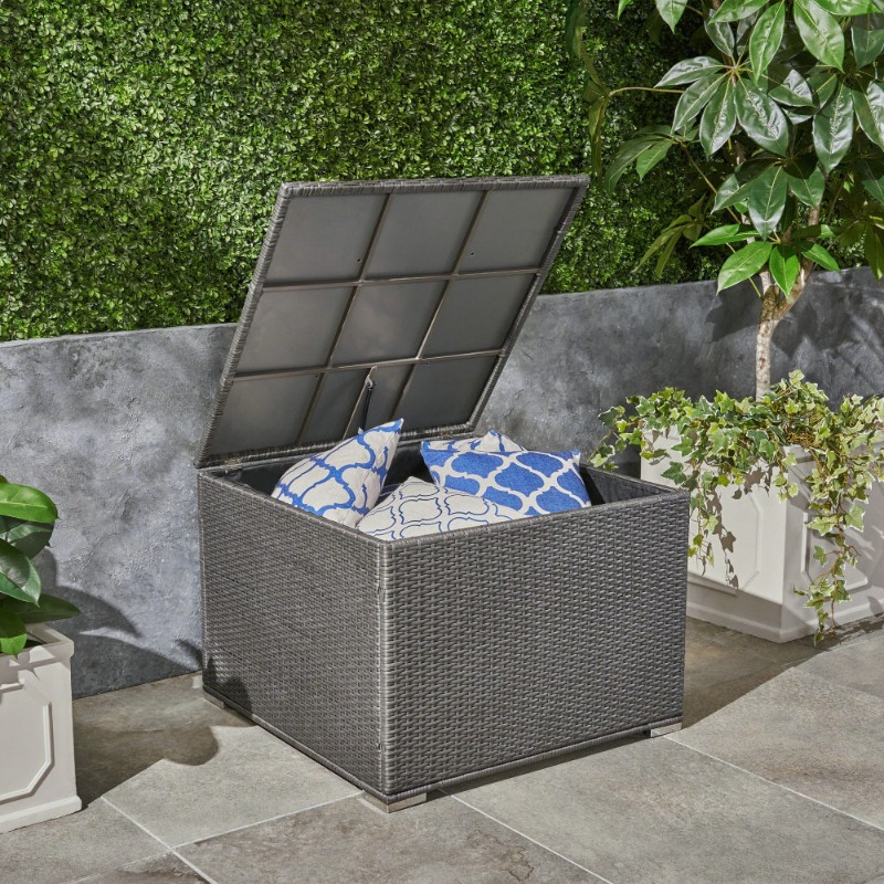 Dark Gray Rattan Outdoor Stora - Outdoor Furniture With Storage 评论和价格