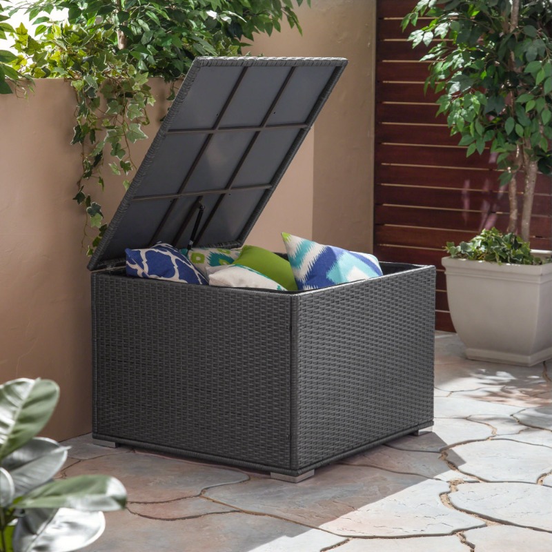 Dark Gray Rattan Outdoor Stora - Outdoor Furniture With Storage 评论和价格