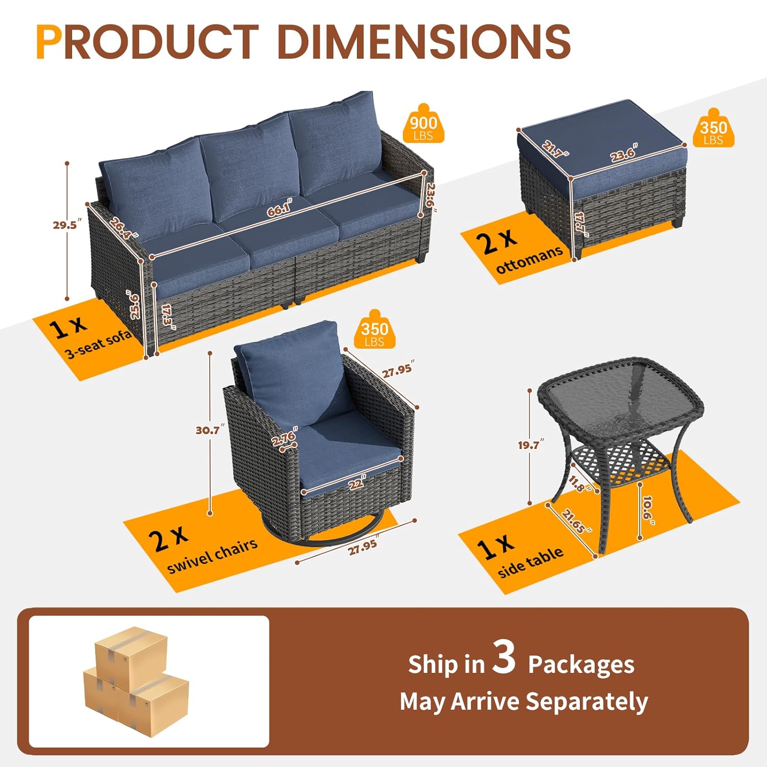 6pc Gray PE Rattan Sectional S - Outdoor Furniture Grey 评论和价格