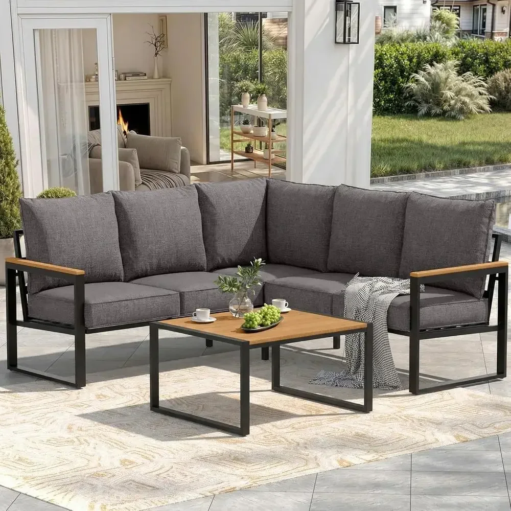 6-Piece Outdoor Sectional Sofa - Outdoor Furniture Grey 评论和价格