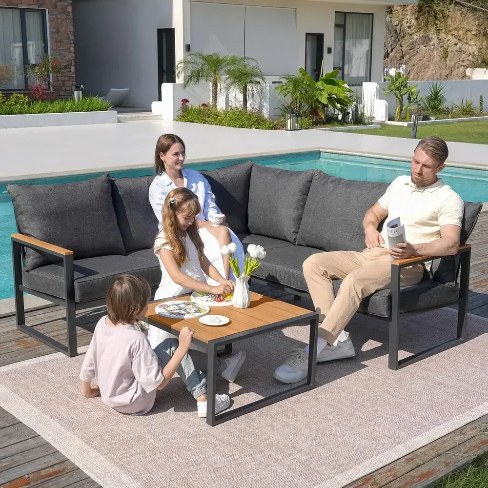 6-Piece Outdoor Sectional Sofa - Outdoor Furniture Grey 评论和价格