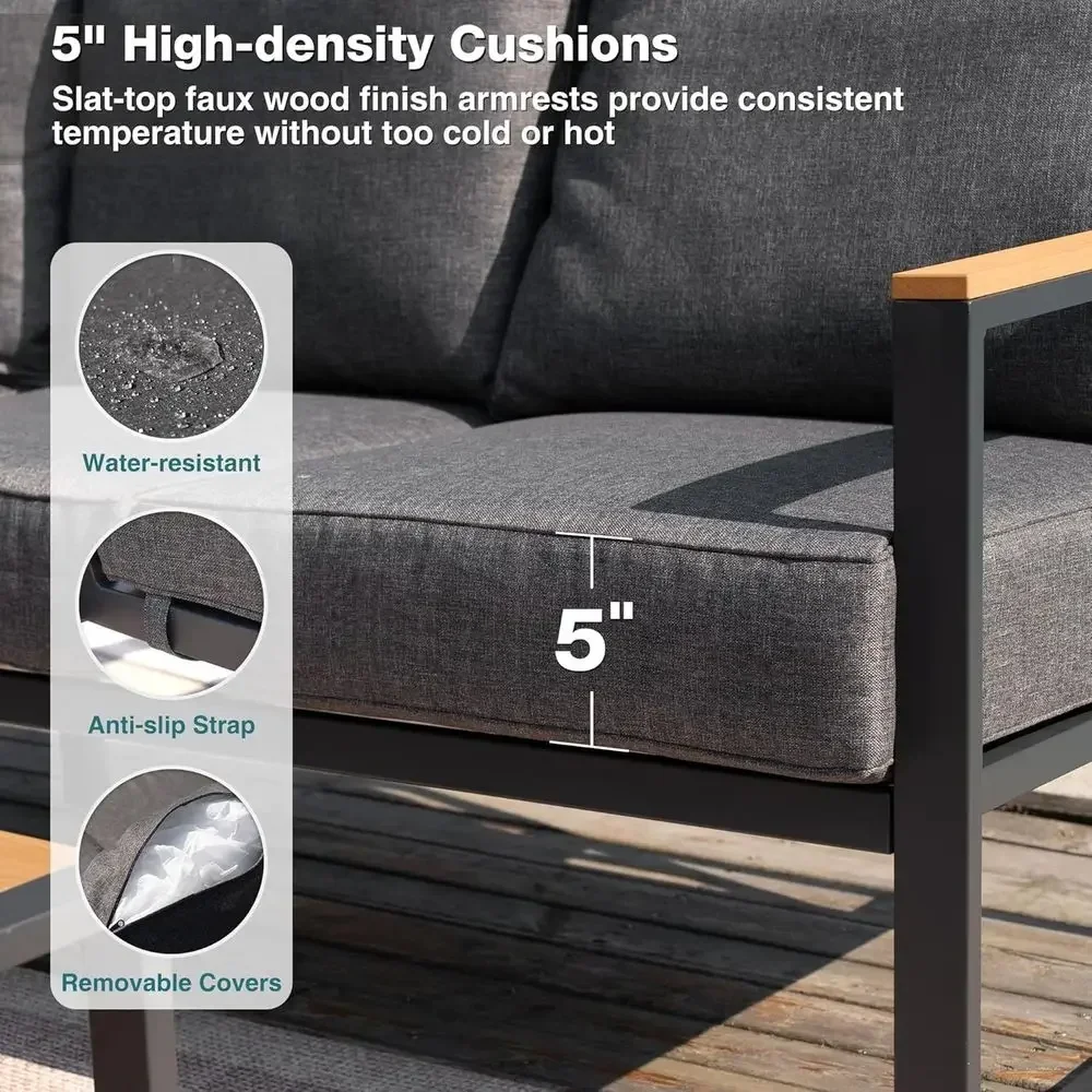 6-Piece Outdoor Sectional Sofa - Outdoor Furniture Grey 评论和价格