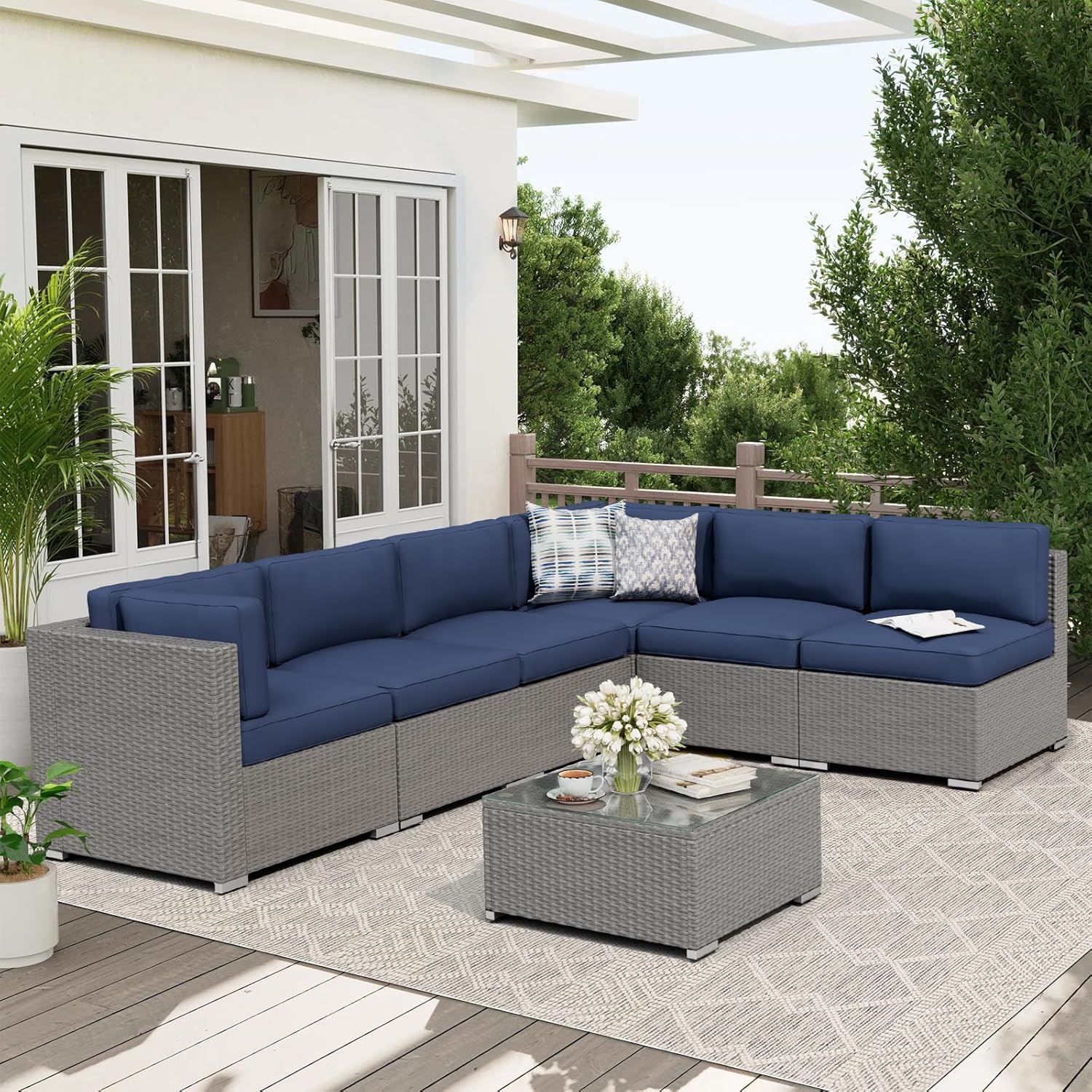 7-Piece Outdoor Patio Furnitur - Outdoor Furniture Grey 评论和价格