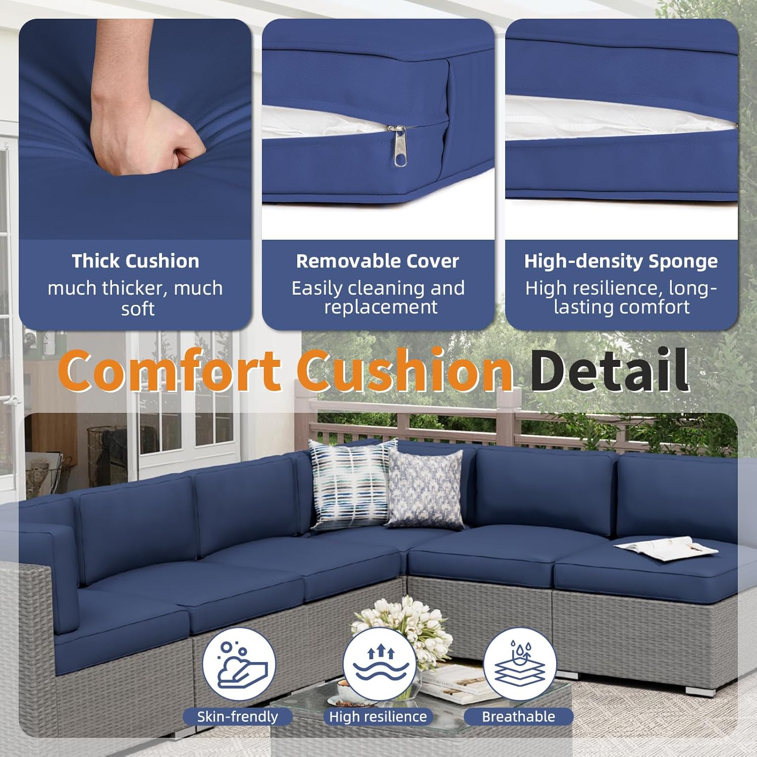 7-Piece Outdoor Patio Furnitur - Outdoor Furniture Grey 评论和价格