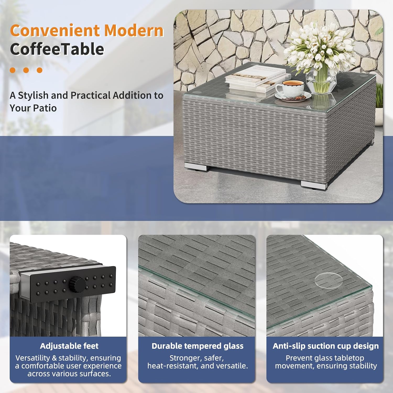 7-Piece Outdoor Patio Furnitur - Outdoor Furniture Grey 评论和价格