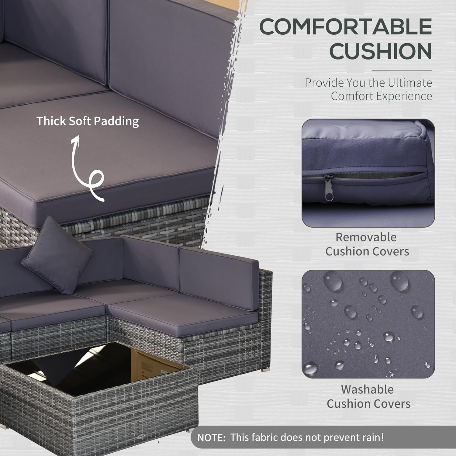 7pc PE Rattan Sectional Sofa A - Outdoor Furniture Grey 评论和价格