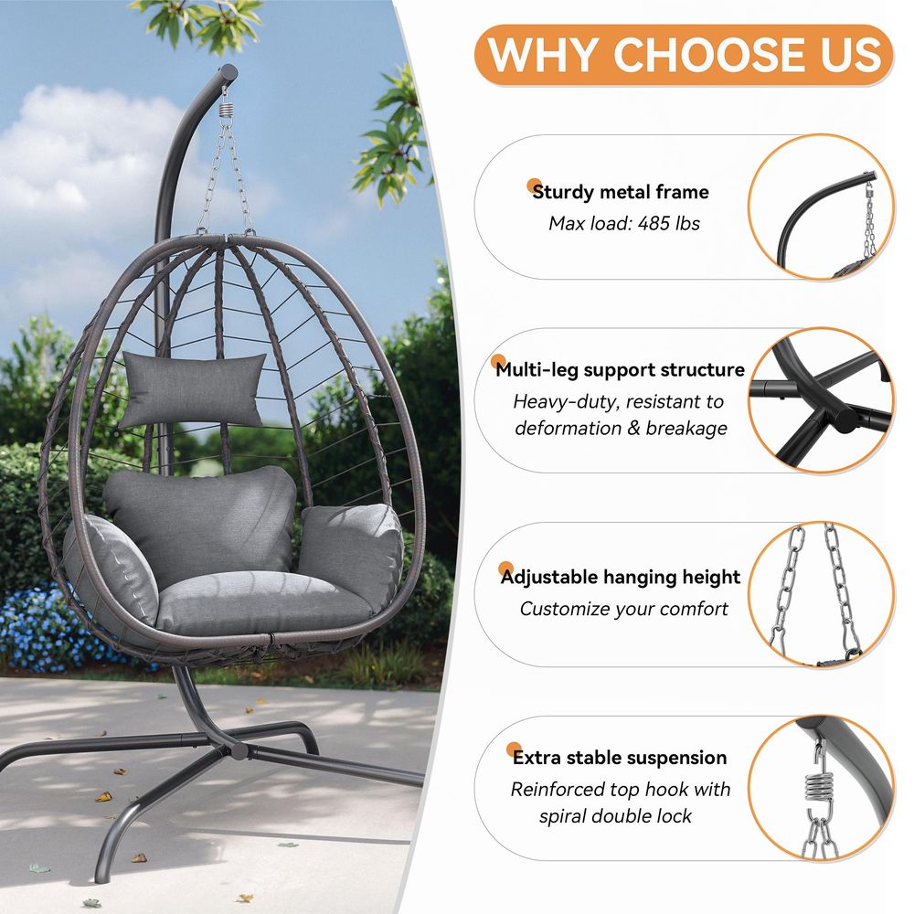Pieces Outdoor Hanging Egg Cha - Hammock With Stand 评论和价格