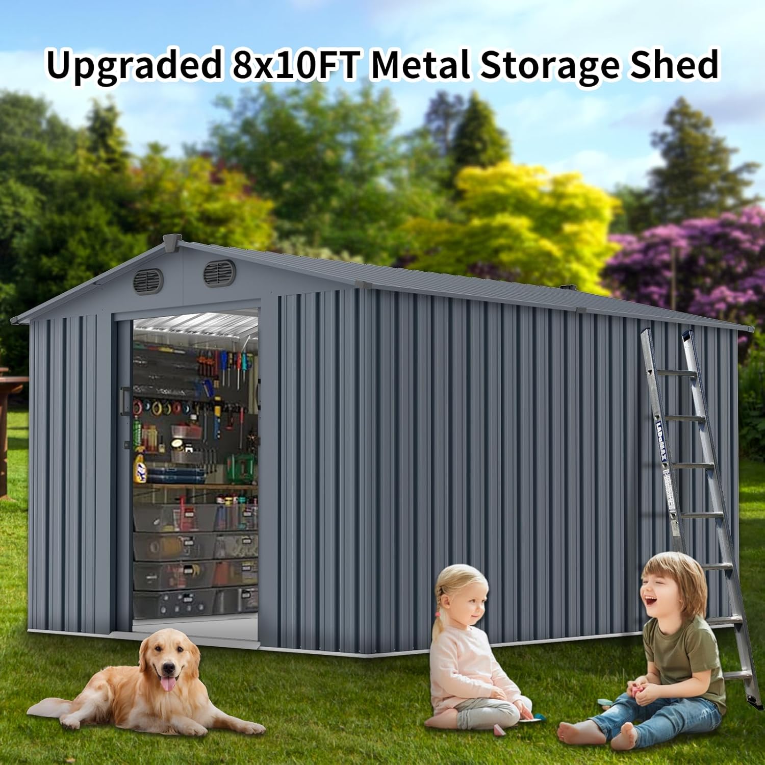 Outdoor Storage Shed 8x10 FT w - Outdoor Furniture With Storage 评论和价格