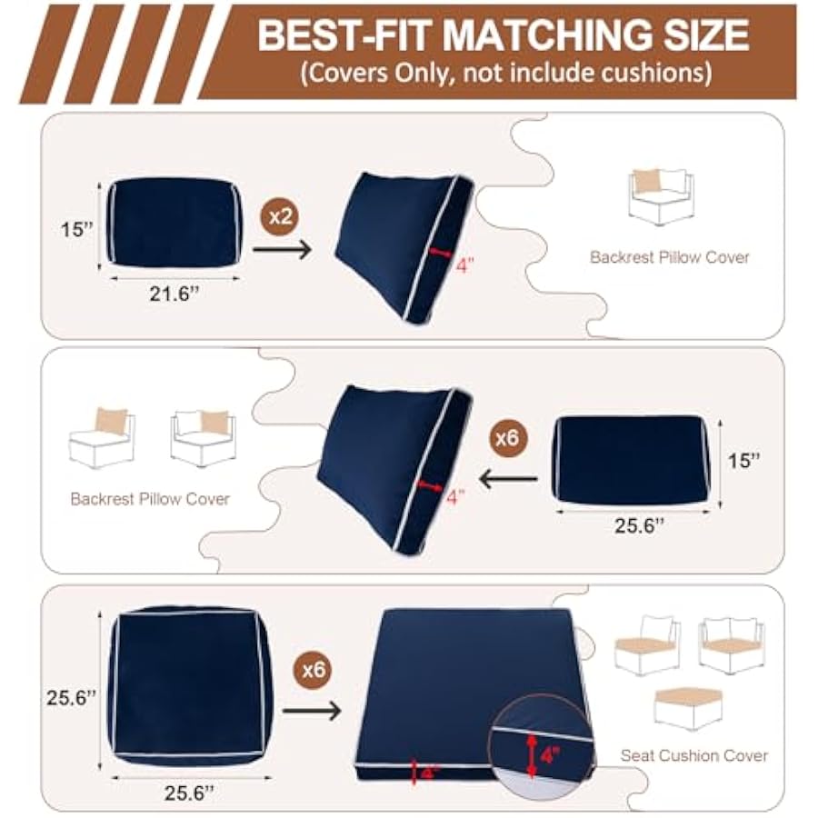 14 Piece Outdoor Patio Cushion - Outdoor Furniture Replacement Fabric 评论和价格