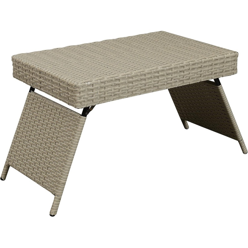 Portable Folding Wicker Table  - Outdoor Furniture Grey 评论和价格