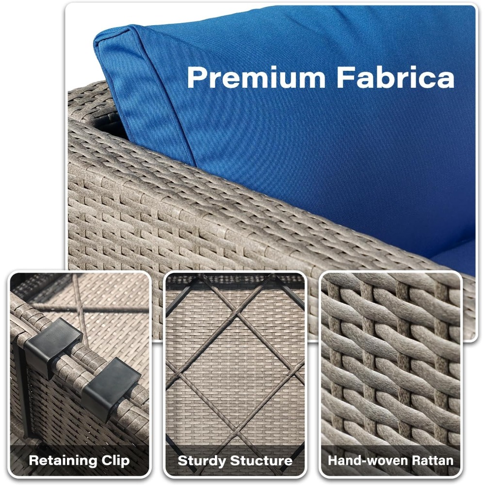 7-piece Grey Rattan Patio Furn - Outdoor Furniture Grey 评论和价格